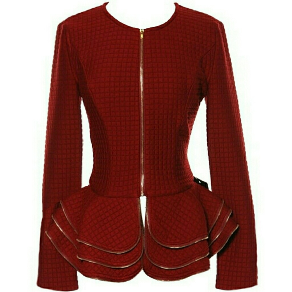 Burgundy Peplum Jacket NWT